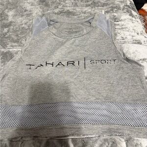 T Tahari Sport Gray Mesh Accent Tank Top